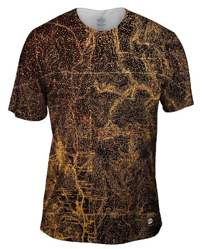 Men's long - sleeve henley t - shirts with button - down placketsTopography Map Gold Men's long - sleeve henley t - shirts with button - down placketsTopography Map Gold