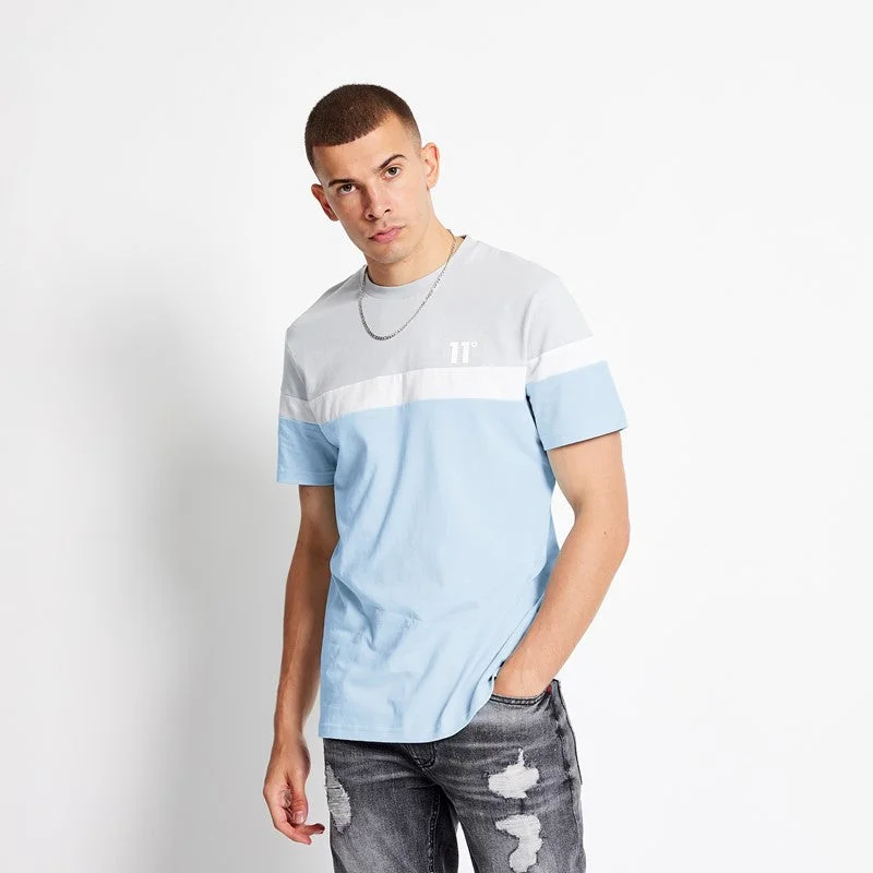 Men's organic cotton crew - neck t - shirts for everyday comfortTriple Panel T-Shirt - Ice Blue / Micro Chip / White Men's organic cotton crew - neck t - shirts for everyday comfortTriple Panel T-Shirt - Ice Blue / Micro Chip / White