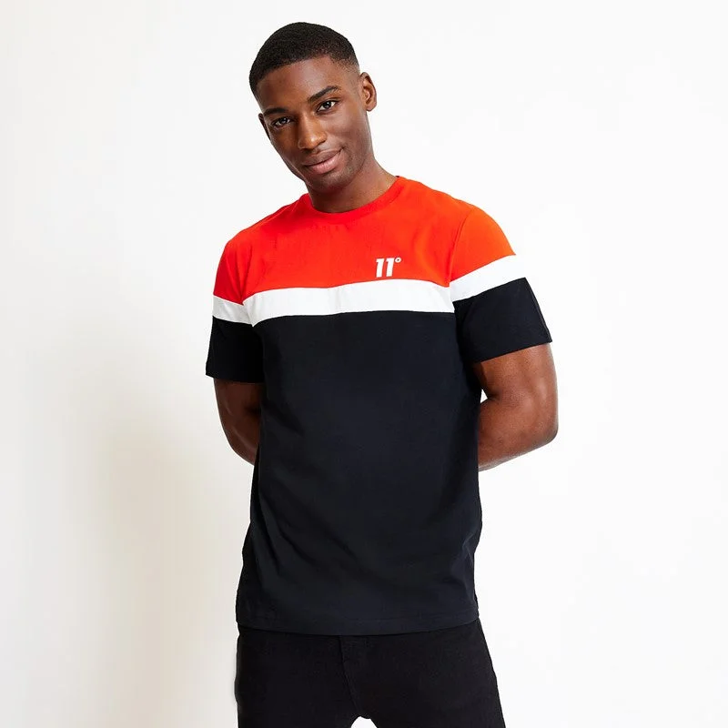 Men's ribbed t - shirts with a textured finish for added styleTriple Panel T-Shirt - Performance Red / Black / White Men's ribbed t - shirts with a textured finish for added styleTriple Panel T-Shirt - Performance Red / Black / White