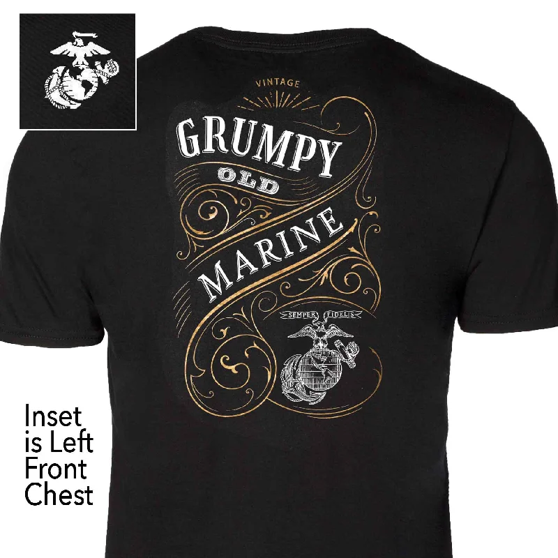 Men's mock - neck t - shirts with a modern and sleek styleGrumpy Old Marine Vintage EGA Back With Left Chest T-shirt Men's mock - neck t - shirts with a modern and sleek styleGrumpy Old Marine Vintage EGA Back With Left Chest T-shirt