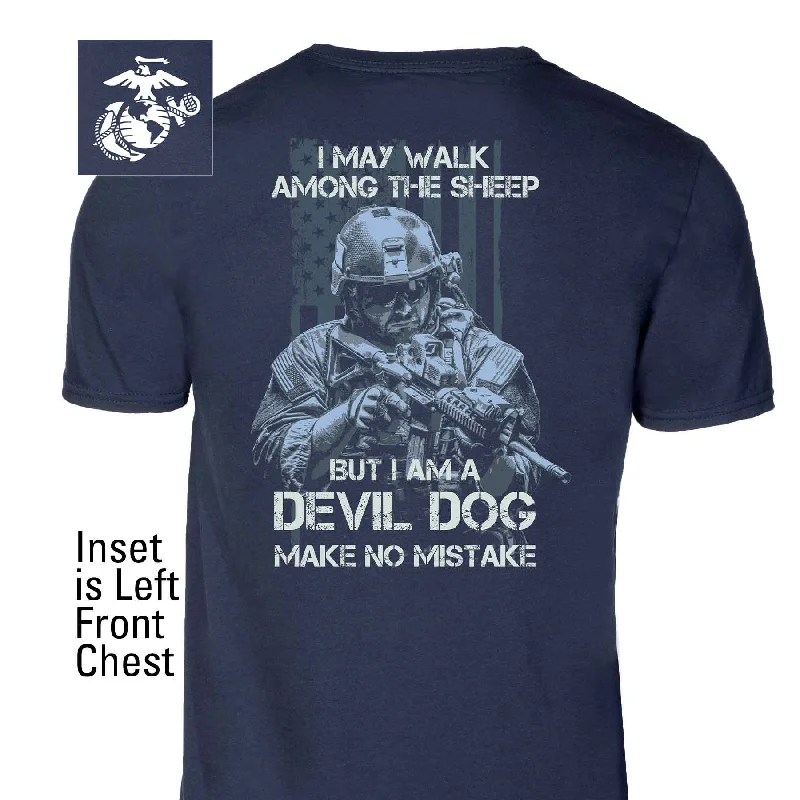 Men's organic cotton crew - neck t - shirts for everyday comfortDevil Dog Make No Mistake Back With Left Chest T-shirt Men's organic cotton crew - neck t - shirts for everyday comfortDevil Dog Make No Mistake Back With Left Chest T-shirt