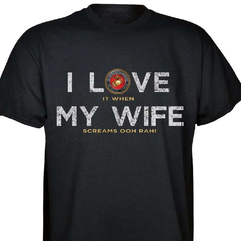 Men's moisture - wicking athletic t - shirts for intense workoutsI Love My Wife OOHRAH Full Front T-Shirt Men's moisture - wicking athletic t - shirts for intense workoutsI Love My Wife OOHRAH Full Front T-Shirt