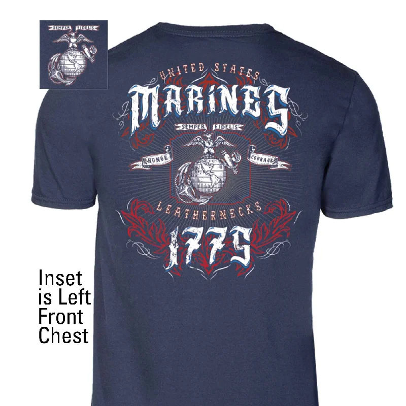 Men's antimicrobial t - shirts for odor - free freshness during travelUSMC Red, White, and Blue Leathernecks T-shirt Men's antimicrobial t - shirts for odor - free freshness during travelUSMC Red, White, and Blue Leathernecks T-shirt