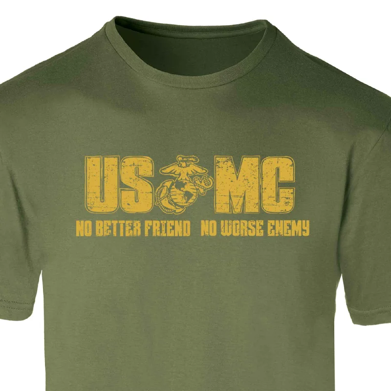 Men's distressed denim - look t - shirts with a rugged appealUSMC No Better Friend, No Worse Enemy T-shirt