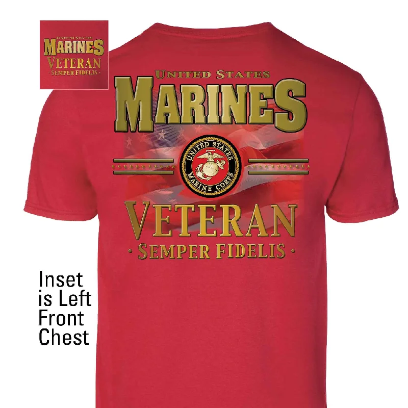 Men's smart - casual checkered t - shirts for semi - formal occasionsUSMC Veteran Semper Fidelis T-shirt Men's smart - casual checkered t - shirts for semi - formal occasionsUSMC Veteran Semper Fidelis T-shirt