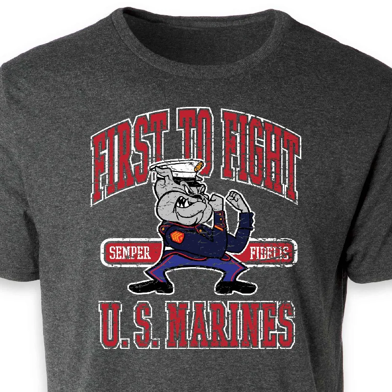 Men's eco - friendly recycled t - shirts for sustainable fashion choicesUSMC First To Fight Bulldog T-shirt Men's eco - friendly recycled t - shirts for sustainable fashion choicesUSMC First To Fight Bulldog T-shirt