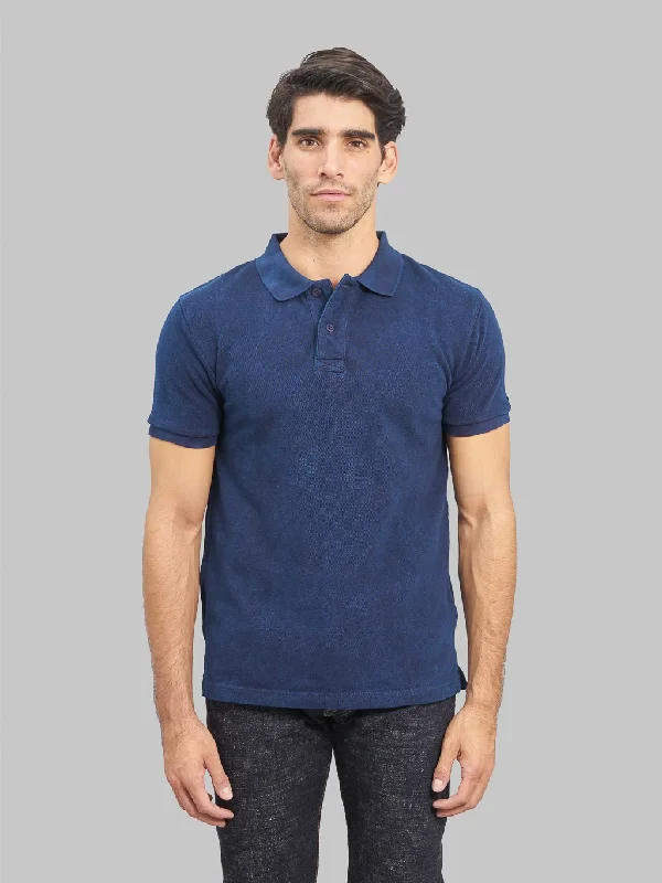 Men's stretchable athletic polo shirts for fitness workoutsUES Polo Shirt Indigo
