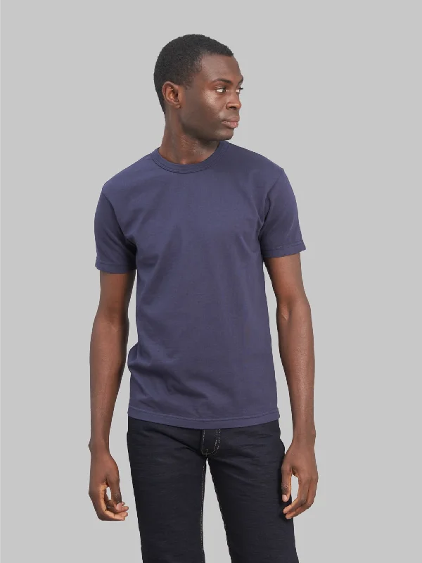 Men's two - tone stripe polo shirts with a preppy styleUES Ramayana Crew-Neck T-Shirt Navy Men's two - tone stripe polo shirts with a preppy styleUES Ramayana Crew-Neck T-Shirt Navy