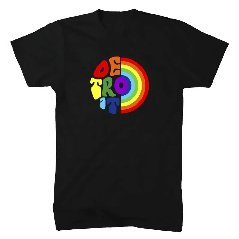 Men's smart - casual checkered t - shirts for semi - formal occasionsUnisex/Mens Detroit Rainbow T-shirt (Black) Men's smart - casual checkered t - shirts for semi - formal occasionsUnisex/Mens Detroit Rainbow T-shirt (Black)