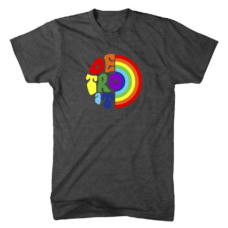 Men's short - sleeve linen t - shirts for summer beach outingsUnisex/Mens Detroit Rainbow T-shirt (Heather Black) Men's short - sleeve linen t - shirts for summer beach outingsUnisex/Mens Detroit Rainbow T-shirt (Heather Black)