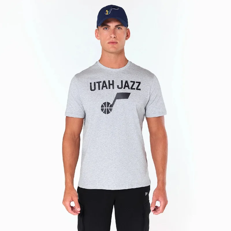 Men's short - sleeve linen t - shirts for summer beach outingsUtah Jazz NBA Grey T-Shirt Men's short - sleeve linen t - shirts for summer beach outingsUtah Jazz NBA Grey T-Shirt