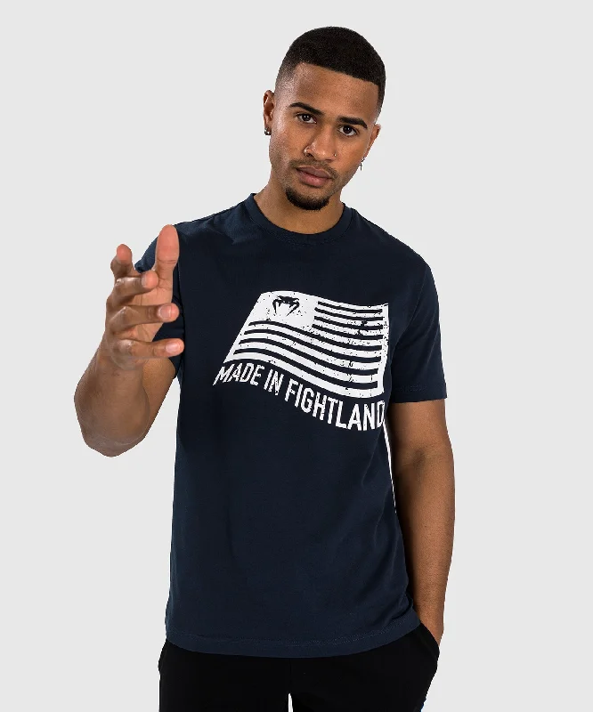 Men's polo t - shirts with a contrast collar for a preppy lookVenum Made in Fightland T-Shirt - Navy Blue/White Men's polo t - shirts with a contrast collar for a preppy lookVenum Made in Fightland T-Shirt - Navy Blue/White
