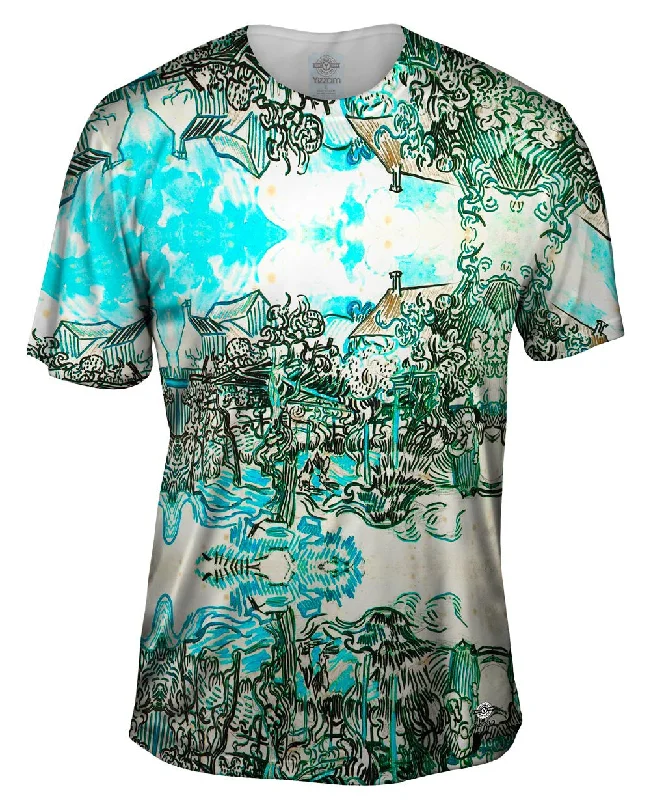 Men's polo t - shirts with a contrast collar for a preppy lookVincent Van Gogh - "Old Vineyard With Peasant Woman" (1890) Men's polo t - shirts with a contrast collar for a preppy lookVincent Van Gogh - "Old Vineyard With Peasant Woman" (1890)