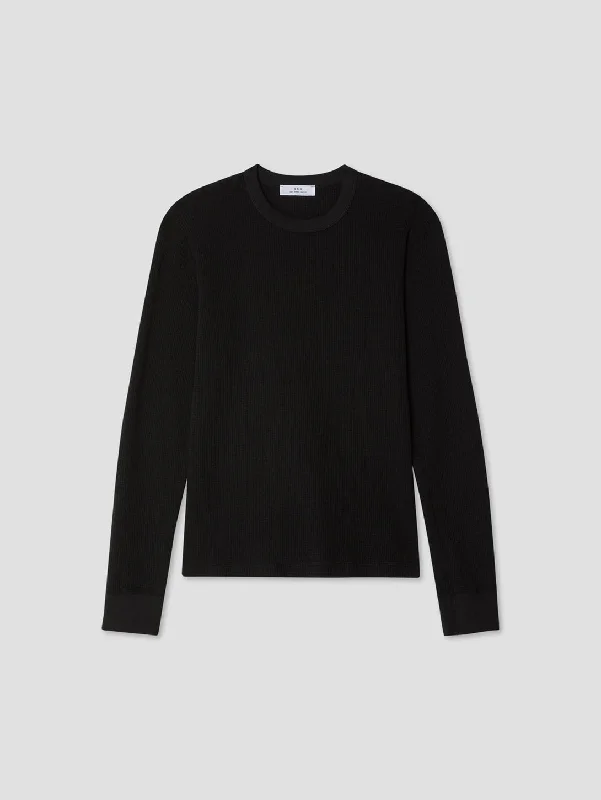 Men's UV - protection t - shirts for outdoor activities in the sunLong Sleeve Waffle Crew Tee - Black Men's UV - protection t - shirts for outdoor activities in the sunLong Sleeve Waffle Crew Tee - Black