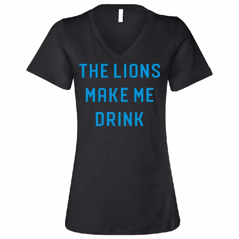 Men's printed Hawaiian t - shirts for tropical vacationsLadies Relaxed V-neck The Lions Make Me Drink T-shirt - Heather Black Men's printed Hawaiian t - shirts for tropical vacationsLadies Relaxed V-neck The Lions Make Me Drink T-shirt - Heather Black
