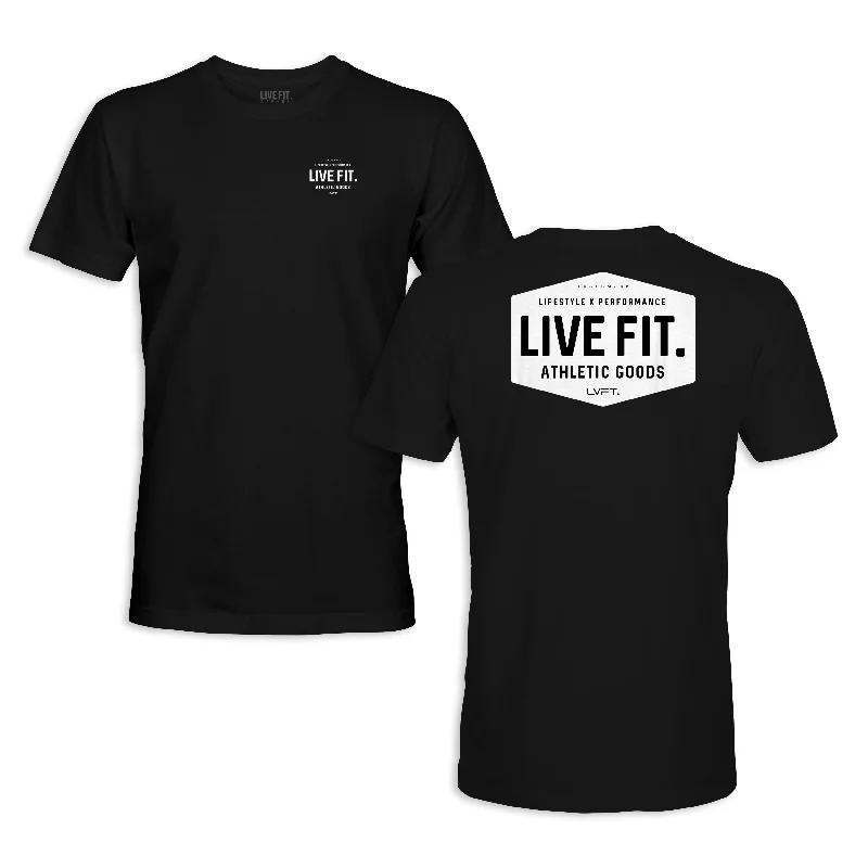 Men's printed Hawaiian t - shirts for tropical vacationsWork Badge Tee - Black/White Men's printed Hawaiian t - shirts for tropical vacationsWork Badge Tee - Black/White