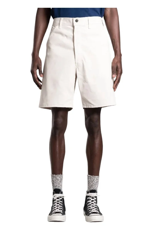 Men's checkered pattern wool shorts for a stylish winter layering option   80's Painter Short In Natural Drill