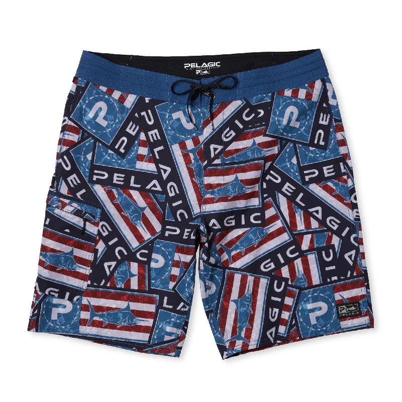 Men's moisture - wicking performance shorts for sweaty outdoor activities AMERICAMO™<br> Blue Water Sticker Men's moisture - wicking performance shorts for sweaty outdoor activities AMERICAMO™<br> Blue Water Sticker