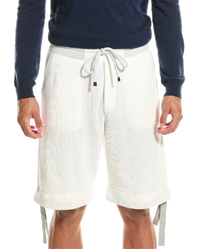 Men's wide - leg linen blend shorts for a relaxed beachside vibe    Brunello Cucinelli Short