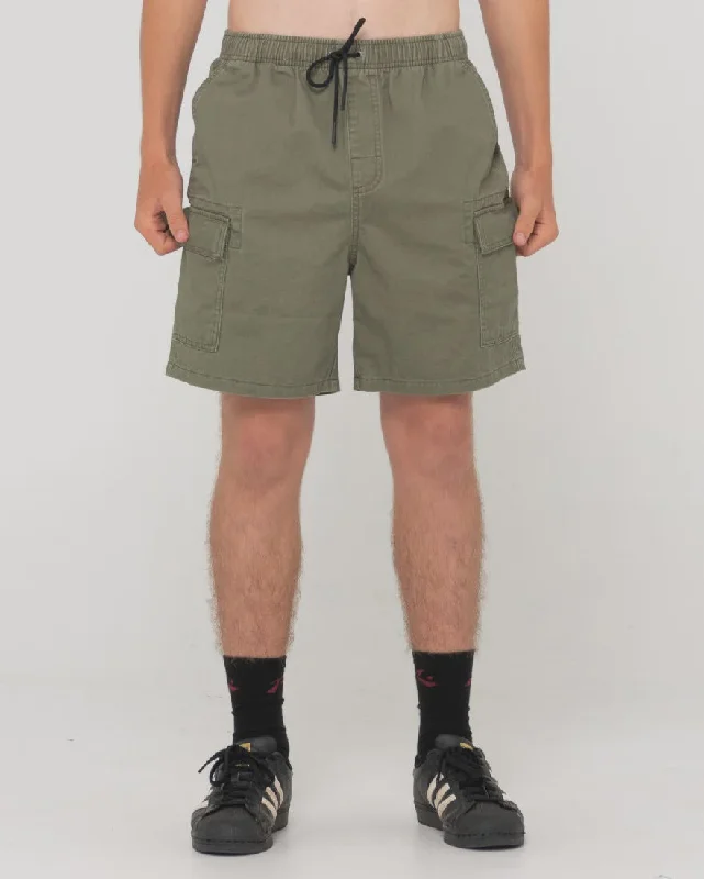 Men's button - fly denim work shorts for durability on the jobCamper Cargo Elastic Short - Army Men's button - fly denim work shorts for durability on the jobCamper Cargo Elastic Short - Army