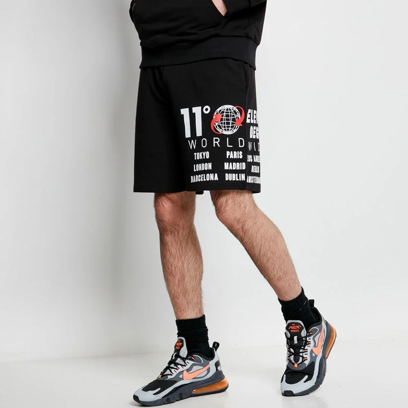 Men's distressed cotton shorts for a bohemian - inspired style City Sweat Shorts - Black Men's distressed cotton shorts for a bohemian - inspired style City Sweat Shorts - Black