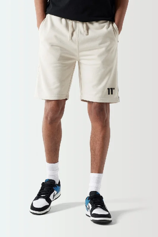 Men's plaid pattern wool blend shorts for a preppy fall style   Colour Block Taped Sweat Shorts Skinny Fit - Coconut / Stone