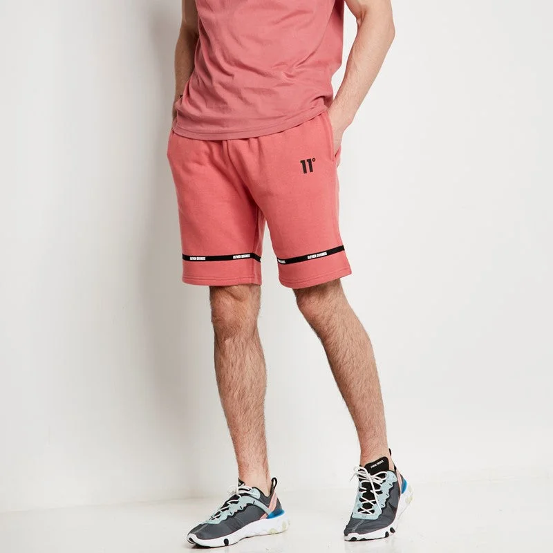 Men's zip - pocket canvas shorts for added functionality during travel Cut & Sew Taped Sweat Shorts - Washed Red Men's zip - pocket canvas shorts for added functionality during travel Cut & Sew Taped Sweat Shorts - Washed Red