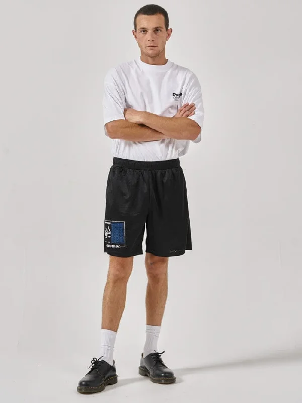 Men's button - fly denim work shorts for durability on the job   Damage Control Mesh Short - Black