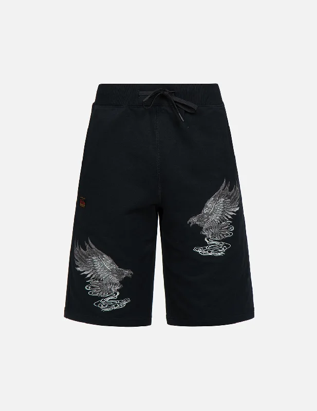 Men's plaid pattern wool blend shorts for a preppy fall style Eagle Embroidery Sweat Shorts Men's plaid pattern wool blend shorts for a preppy fall style Eagle Embroidery Sweat Shorts