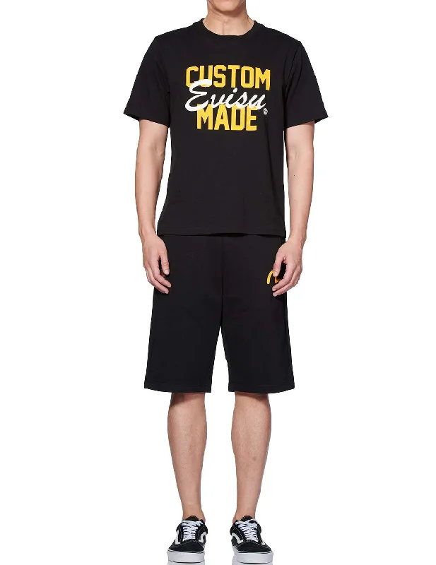Men's adjustable - length convertible shorts for versatile use EVISU Custom Made Printed Sweat Shorts Men's adjustable - length convertible shorts for versatile use EVISU Custom Made Printed Sweat Shorts
