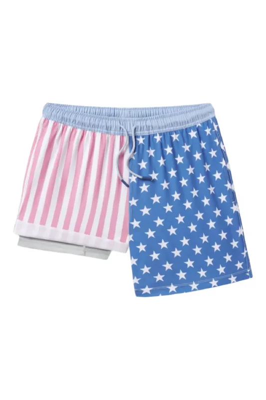 Men's adjustable - length convertible shorts for versatile use Freedom Rider Swim Short In Blue/red Men's adjustable - length convertible shorts for versatile use Freedom Rider Swim Short In Blue/red