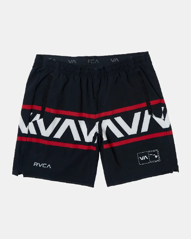 Men's side - stripe track shorts for a sporty running look Hawaii Banded Yogger Stretch 17" Technical Shorts - Black Men's side - stripe track shorts for a sporty running look Hawaii Banded Yogger Stretch 17" Technical Shorts - Black