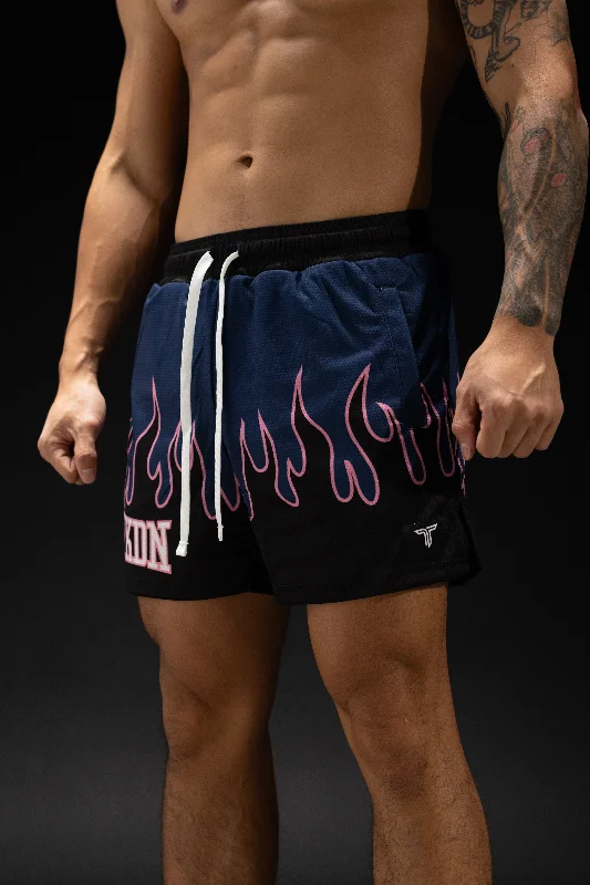Men's ripped denim shorts for a trendy streetwear aesthetic Fire FC Mesh Training Short (5" Inseam) - Blue Men's ripped denim shorts for a trendy streetwear aesthetic Fire FC Mesh Training Short (5" Inseam) - Blue
