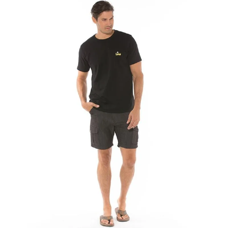 Men's wide - leg linen blend shorts for a relaxed beachside vibeLois Tom Cargo Pocket Short - 1816-7700-97 Charcoal Men's wide - leg linen blend shorts for a relaxed beachside vibeLois Tom Cargo Pocket Short - 1816-7700-97 Charcoal