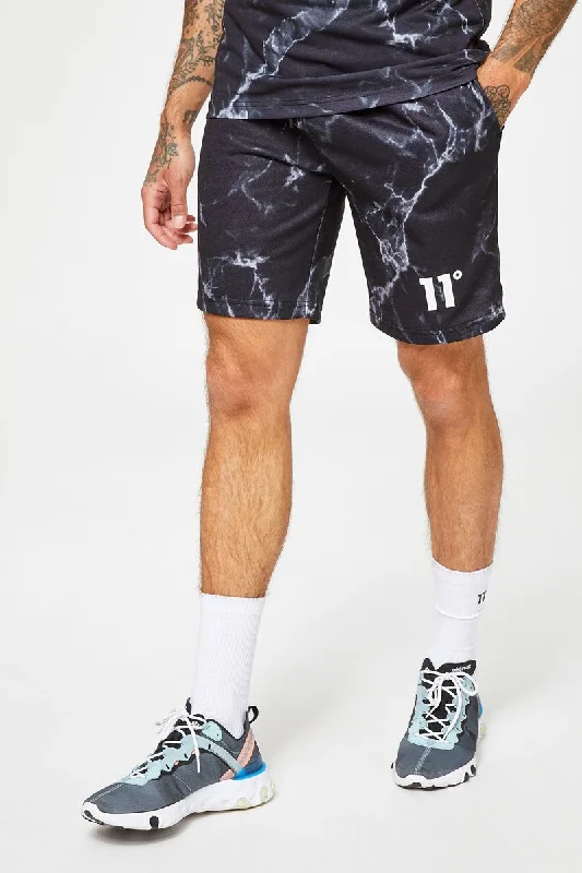Men's flat - front chino shorts for semi - formal summer events   Marble Print Shorts - Black
