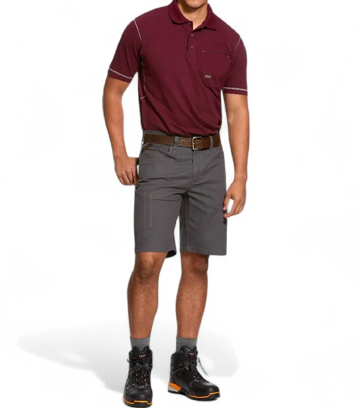 Men's button - fly denim work shorts for durability on the job Men's Rebar Durastretch Made Tough 10" Short In Rebar Grey Men's button - fly denim work shorts for durability on the job Men's Rebar Durastretch Made Tough 10" Short In Rebar Grey