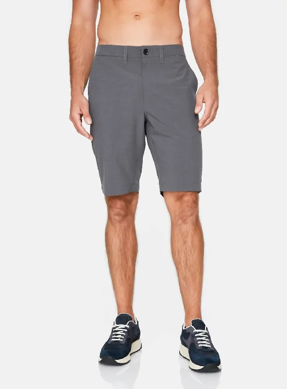 Men's zip - pocket canvas shorts for added functionality during travel Momentum Hybrid Short In Charcoal Men's zip - pocket canvas shorts for added functionality during travel Momentum Hybrid Short In Charcoal