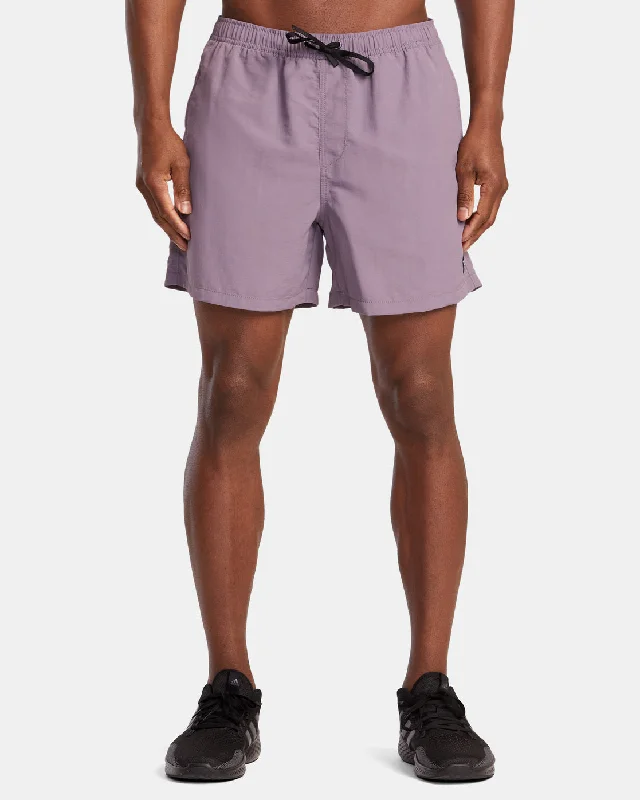 Men's drawstring casual linen shorts for a laid - back summer look Outsider Basecamp 16" Training Shorts - Purple Sage Men's drawstring casual linen shorts for a laid - back summer look Outsider Basecamp 16" Training Shorts - Purple Sage