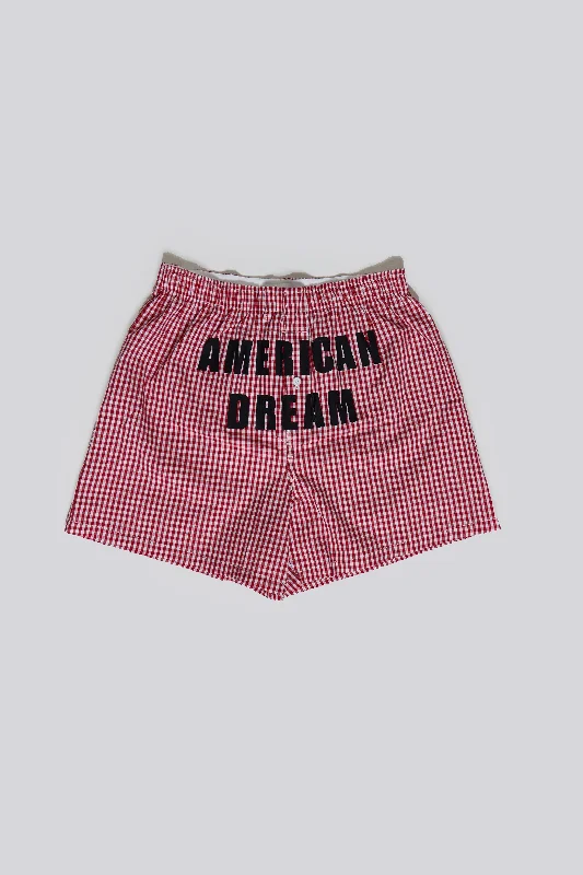 Men's side - stripe track shorts for a sporty running look Red Gingham Printed Boxers Men's side - stripe track shorts for a sporty running look Red Gingham Printed Boxers