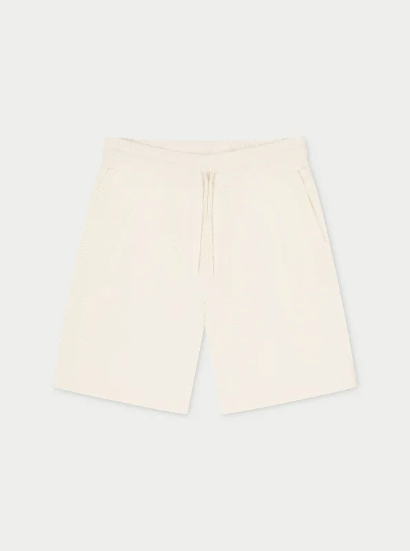 Men's checkered pattern wool shorts for a stylish winter layering option RIB TEXTURED SHORTS - OFF WHITE Men's checkered pattern wool shorts for a stylish winter layering option RIB TEXTURED SHORTS - OFF WHITE