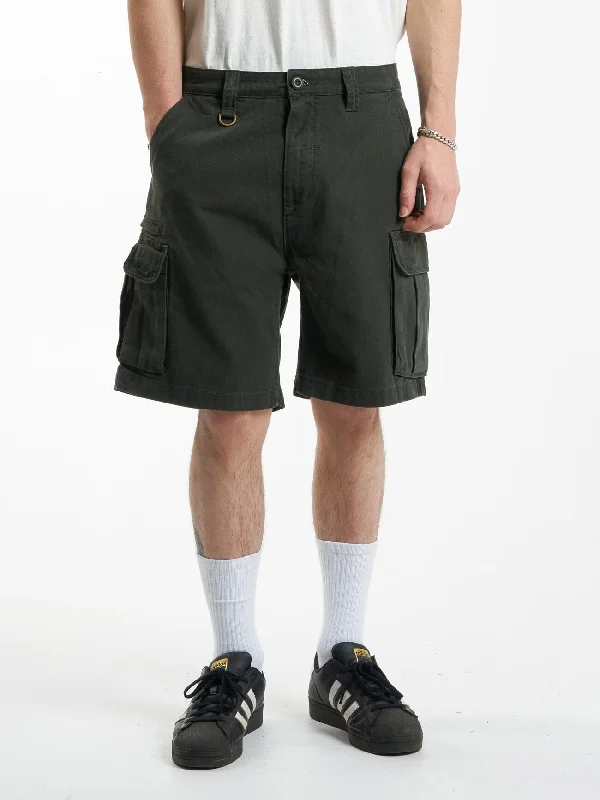 Men's side - stripe track shorts for a sporty running look Slacker Union Cargo Short - Oil Green Men's side - stripe track shorts for a sporty running look Slacker Union Cargo Short - Oil Green