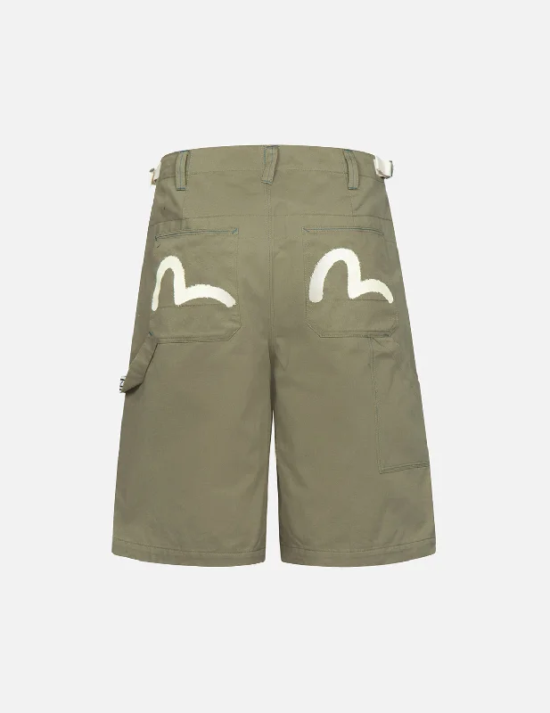 Men's flat - front chino shorts for semi - formal summer events Stencil Slogan and Seagull Print Bermuda Pants Men's flat - front chino shorts for semi - formal summer events Stencil Slogan and Seagull Print Bermuda Pants