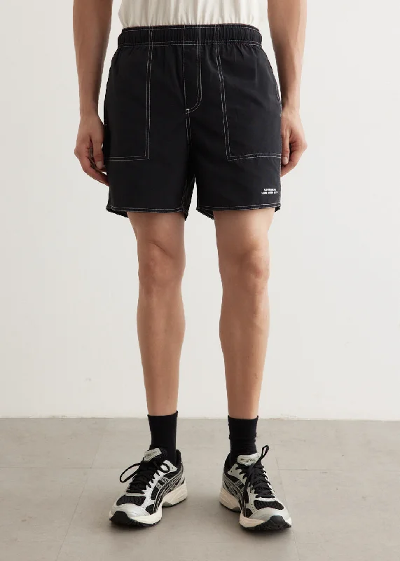 Men's ripped denim shorts for a trendy streetwear aesthetic Talley Contrast Stitch Swim Shorts Men's ripped denim shorts for a trendy streetwear aesthetic Talley Contrast Stitch Swim Shorts