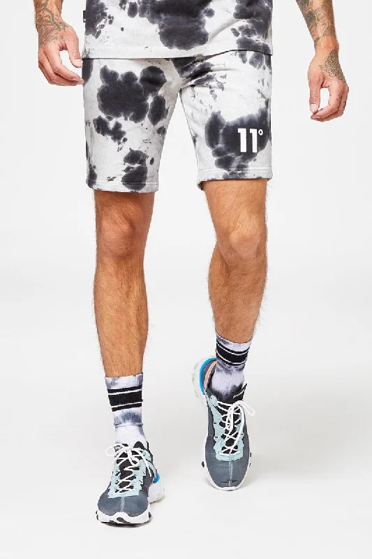 Men's drawstring casual linen shorts for a laid - back summer look Tie Dye Sweat Shorts - White / Black Men's drawstring casual linen shorts for a laid - back summer look Tie Dye Sweat Shorts - White / Black