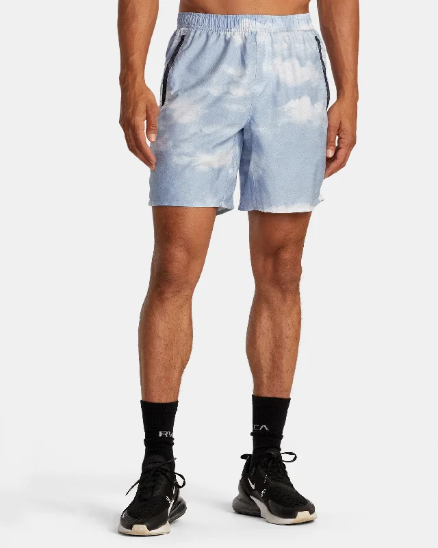 Men's distressed cotton shorts for a bohemian - inspired style   Yogger Stretch 17" Athletic Shorts - Digi Clouds