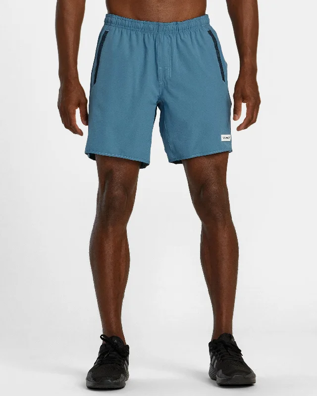 Men's ripped denim shorts for a trendy streetwear aesthetic Yogger Stretch 17" Athletic Shorts - Glacier Men's ripped denim shorts for a trendy streetwear aesthetic Yogger Stretch 17" Athletic Shorts - Glacier