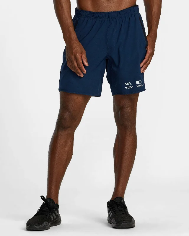 Men's checkered pattern wool shorts for a stylish winter layering option   Yogger Stretch 17" Athletic Shorts - Navy Credits