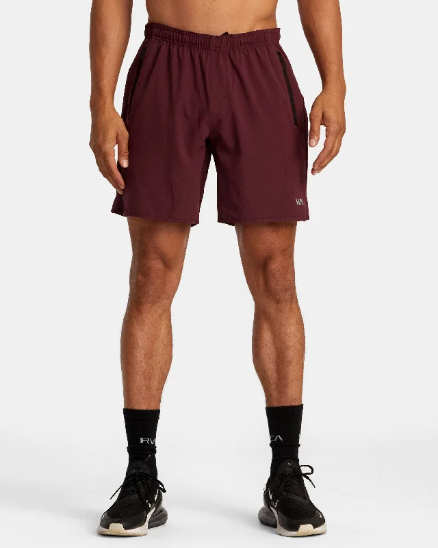 Men's elastic waistband lounge shorts for lazy weekends at home Yogger Stretch 17" Athletic Shorts - Plum Men's elastic waistband lounge shorts for lazy weekends at home Yogger Stretch 17" Athletic Shorts - Plum