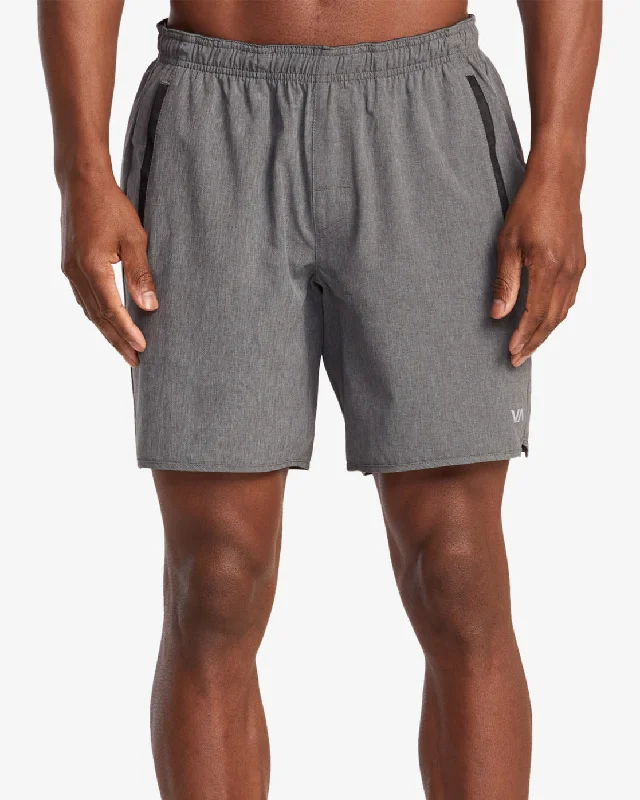 Men's button - fly denim work shorts for durability on the job Yogger Stretch 17" Athletic Shorts - Charcoal Heather Men's button - fly denim work shorts for durability on the job Yogger Stretch 17" Athletic Shorts - Charcoal Heather